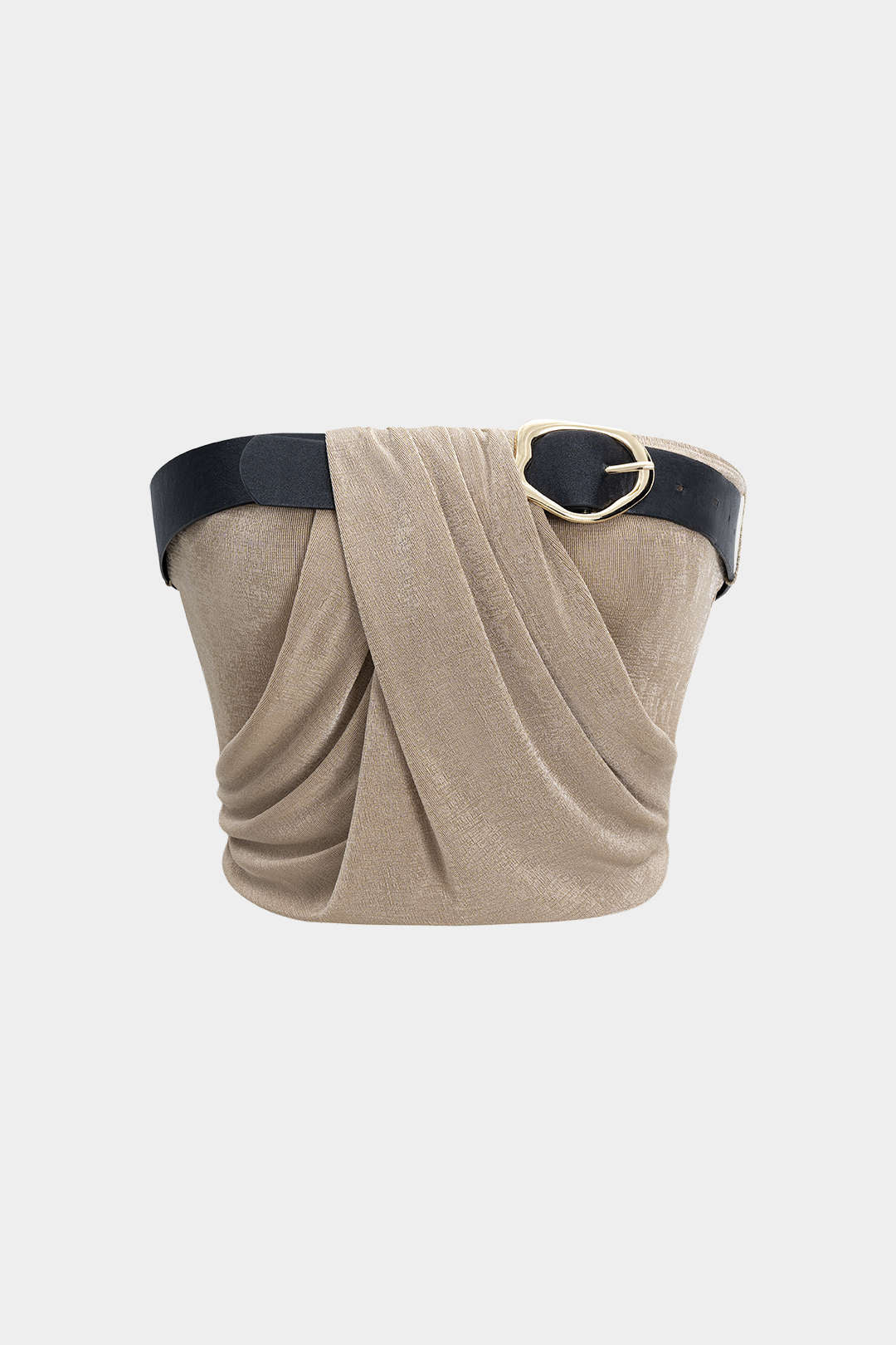 Ruched Belted Tube Top - Flockneti