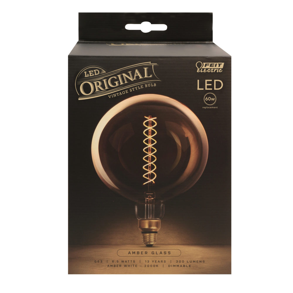 Feit Electric 60W G63 Spiral Filament 2000K LED Bulb 1pk - Flockneti