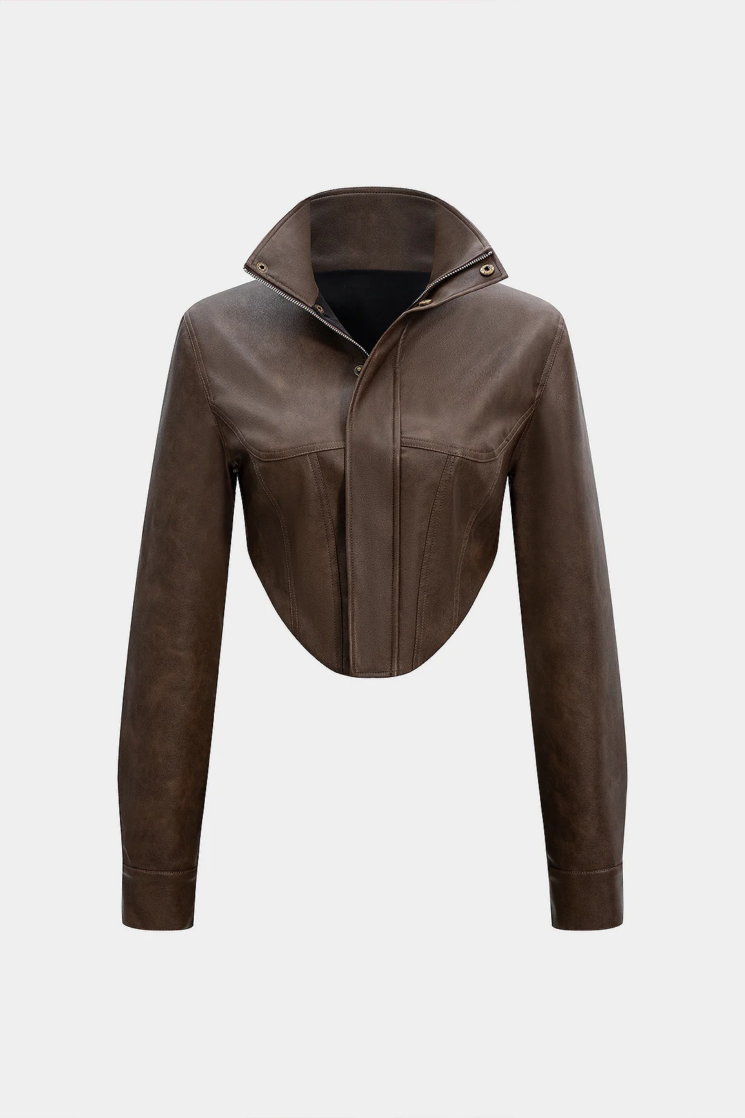 Faux Leather Button Jacket - Flockneti