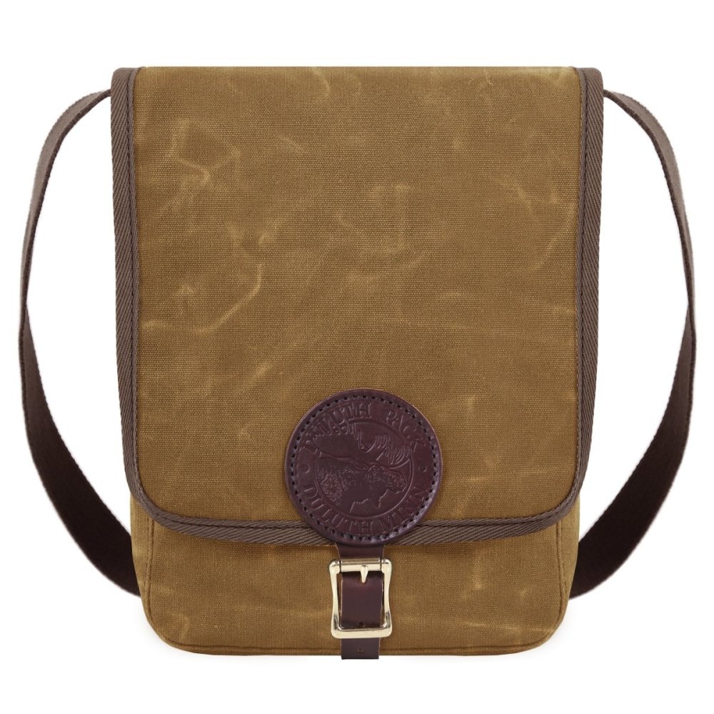 Duluth Pack 6 Liter Capacity Waxed Khaki Haversack With Cotton Web Trim - Flockneti