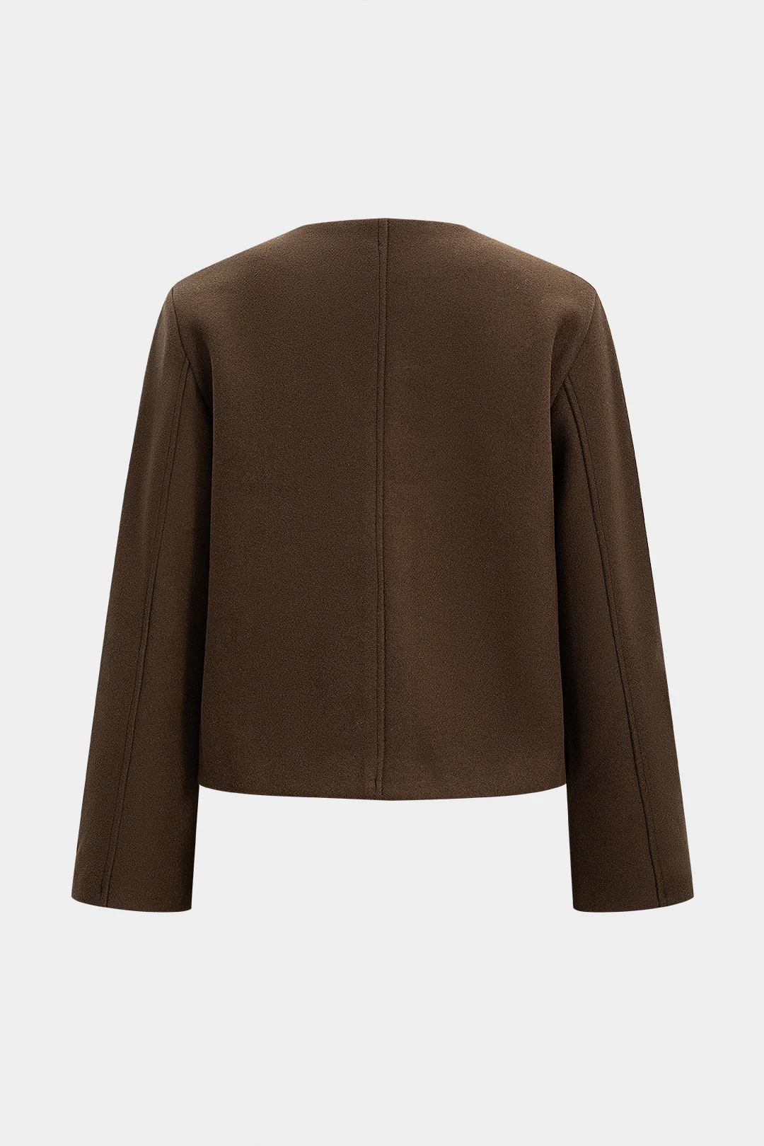 Woolen Button Round Neck Coat - Flockneti