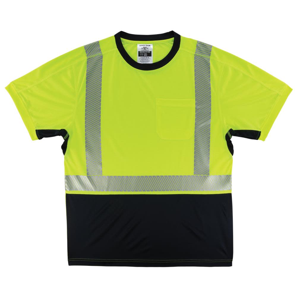 Ergodyne GloWear 8283BK Performance Hi Vis T Shirt Black Bottom Lime 5X - Flockneti