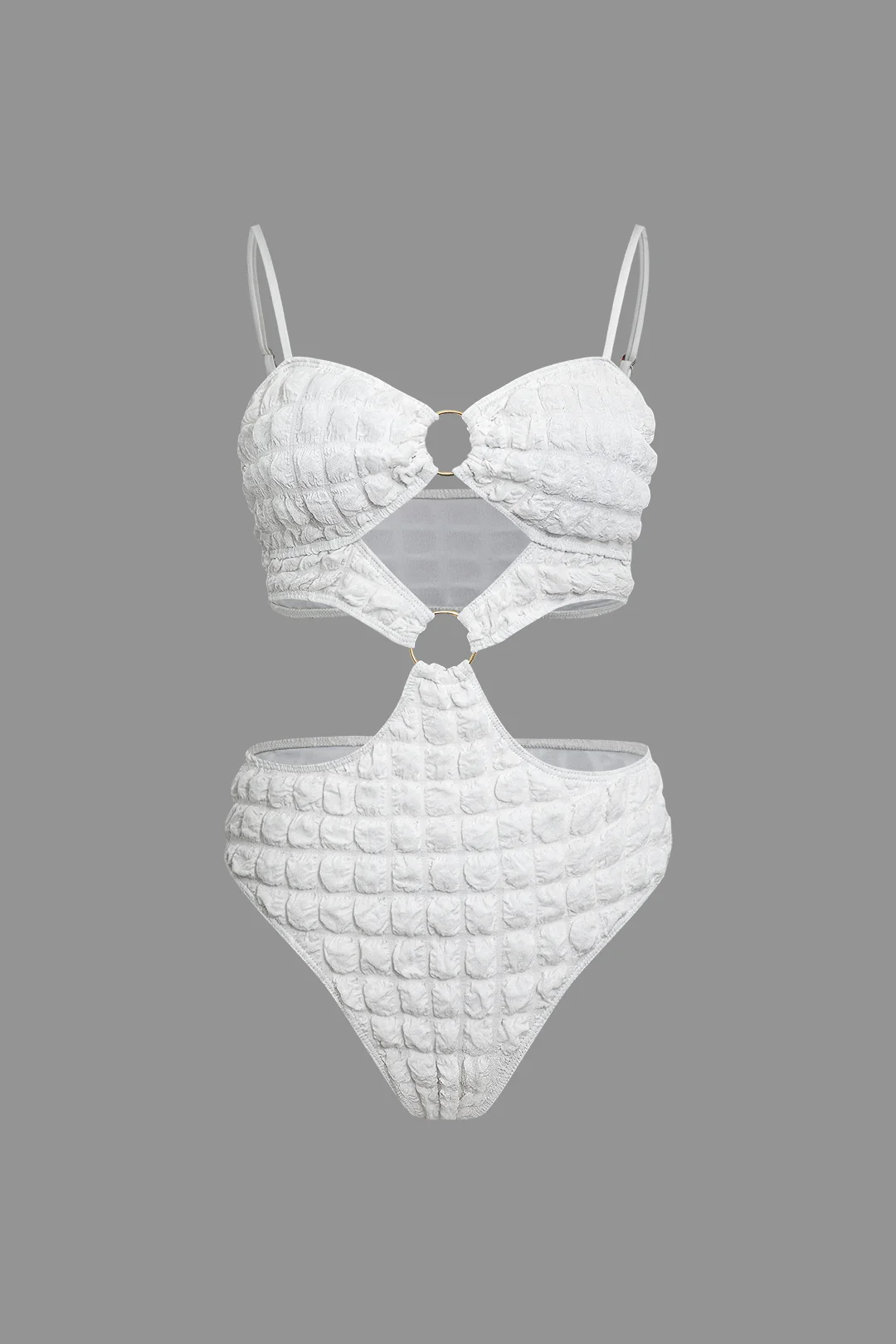 Metallic Decor Hollow Out Ruched Swimsuit - Flockneti