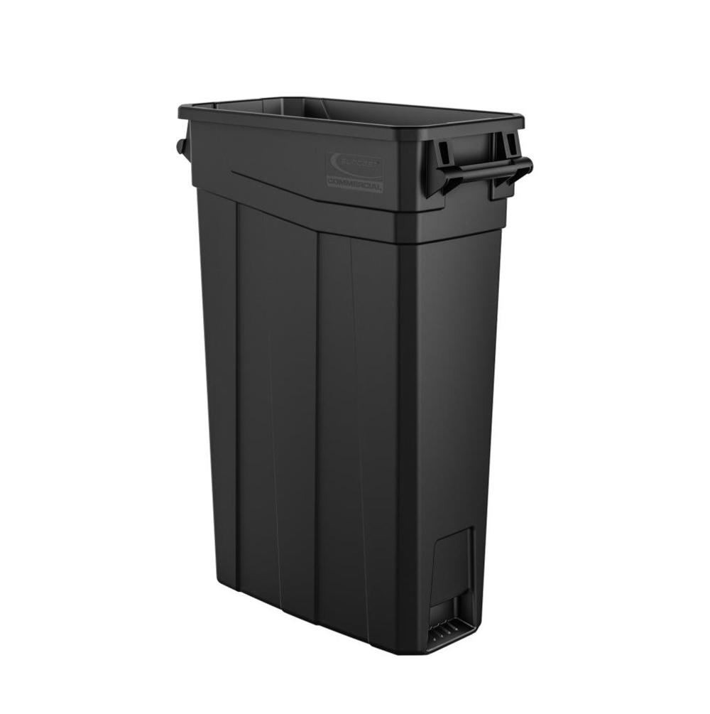 Suncast Plastic Slim Trash Can with Handles – 23 Gallon Black - Flockneti