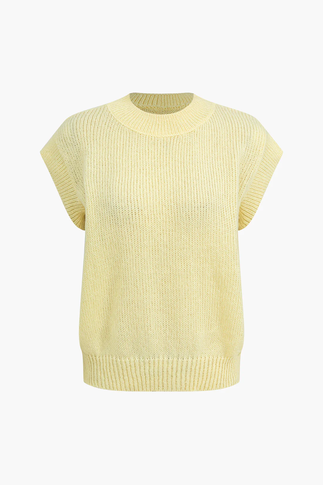Knit Solid Round Neck Vest - Flockneti
