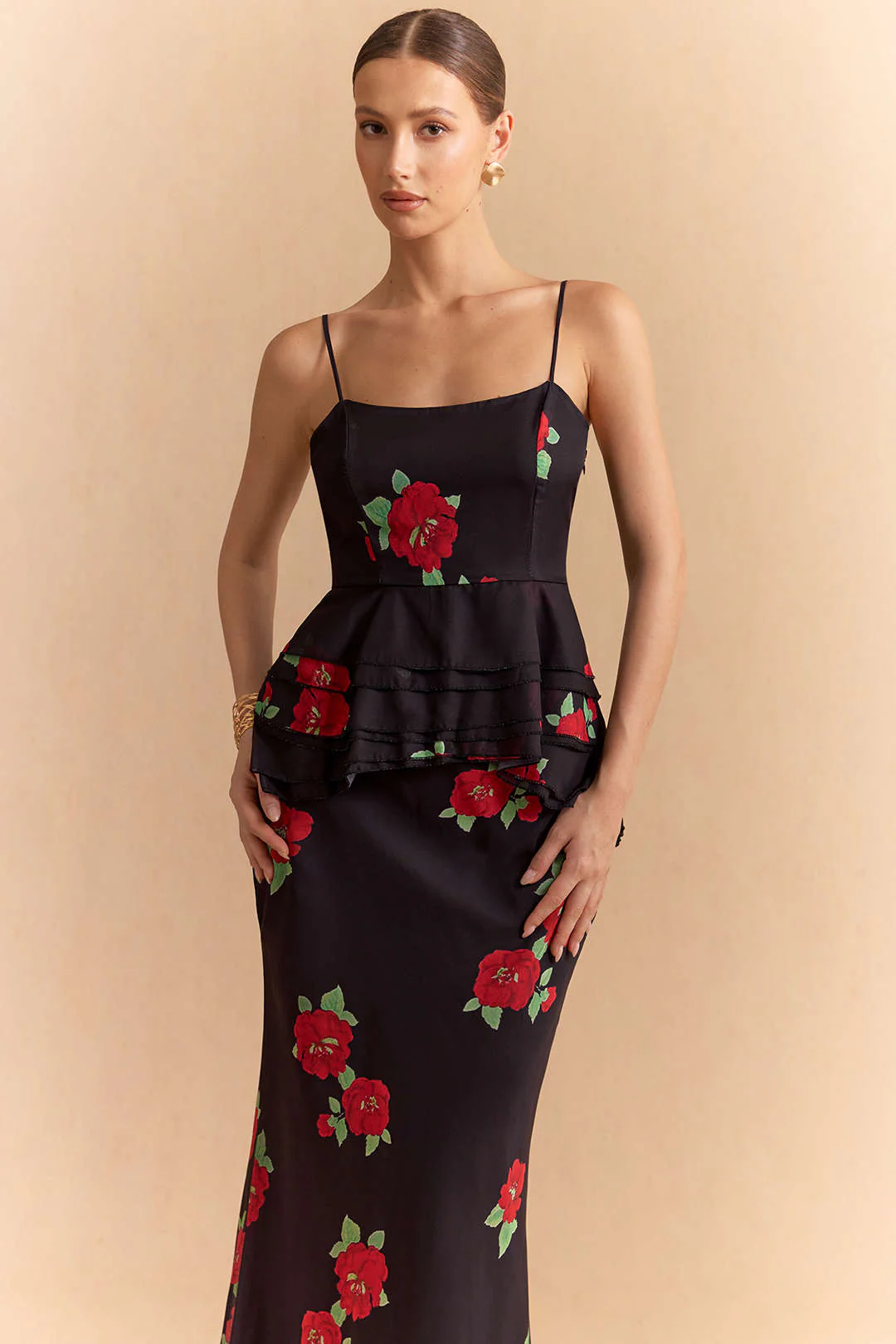 Floral Print Chiffon Ruched Zipper Slip Cami Top - Flockneti