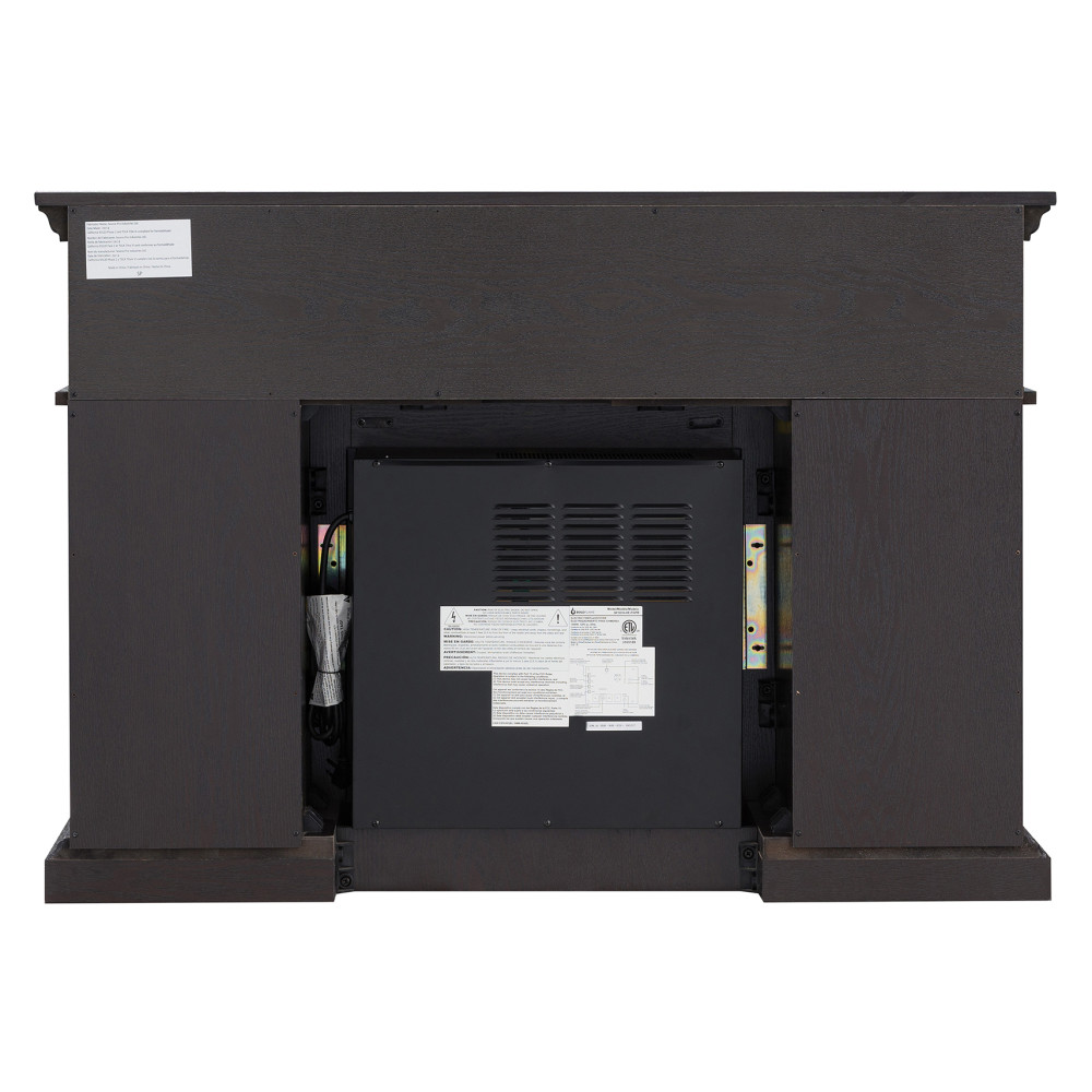 Hearthpro Black Fireplace with Glass Cabinet Doors - Flockneti
