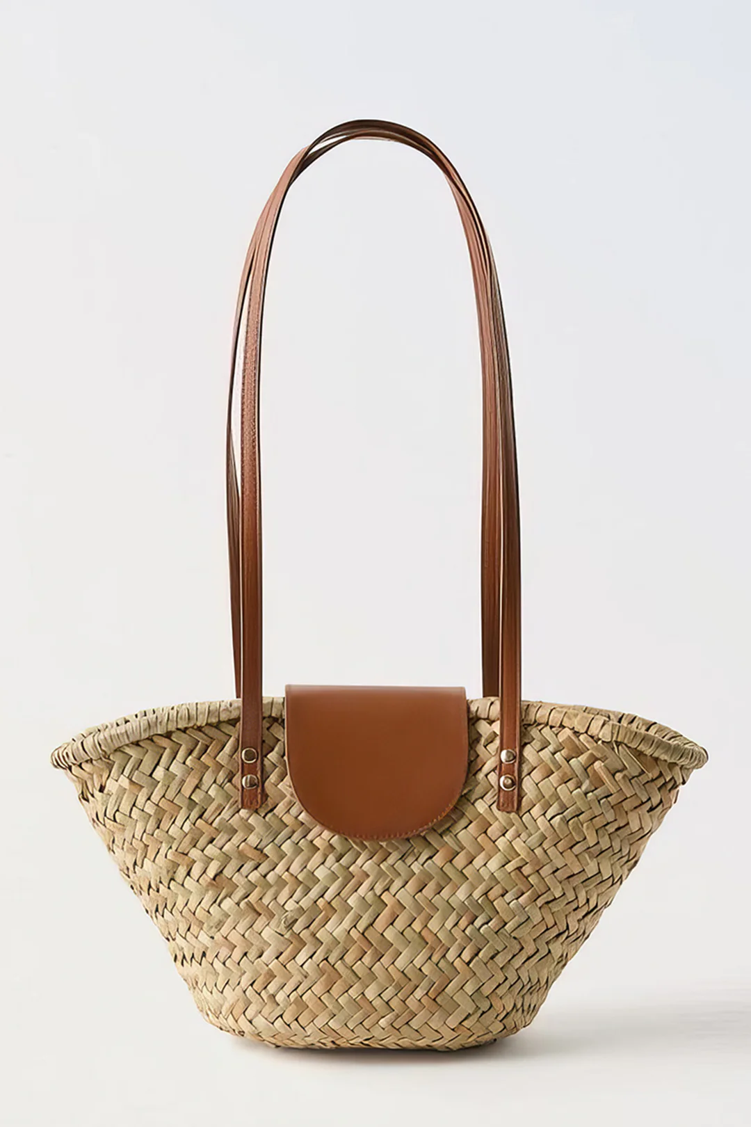 Faux Leather Rattan Patchwork Woven Shoulder Bag - Flockneti