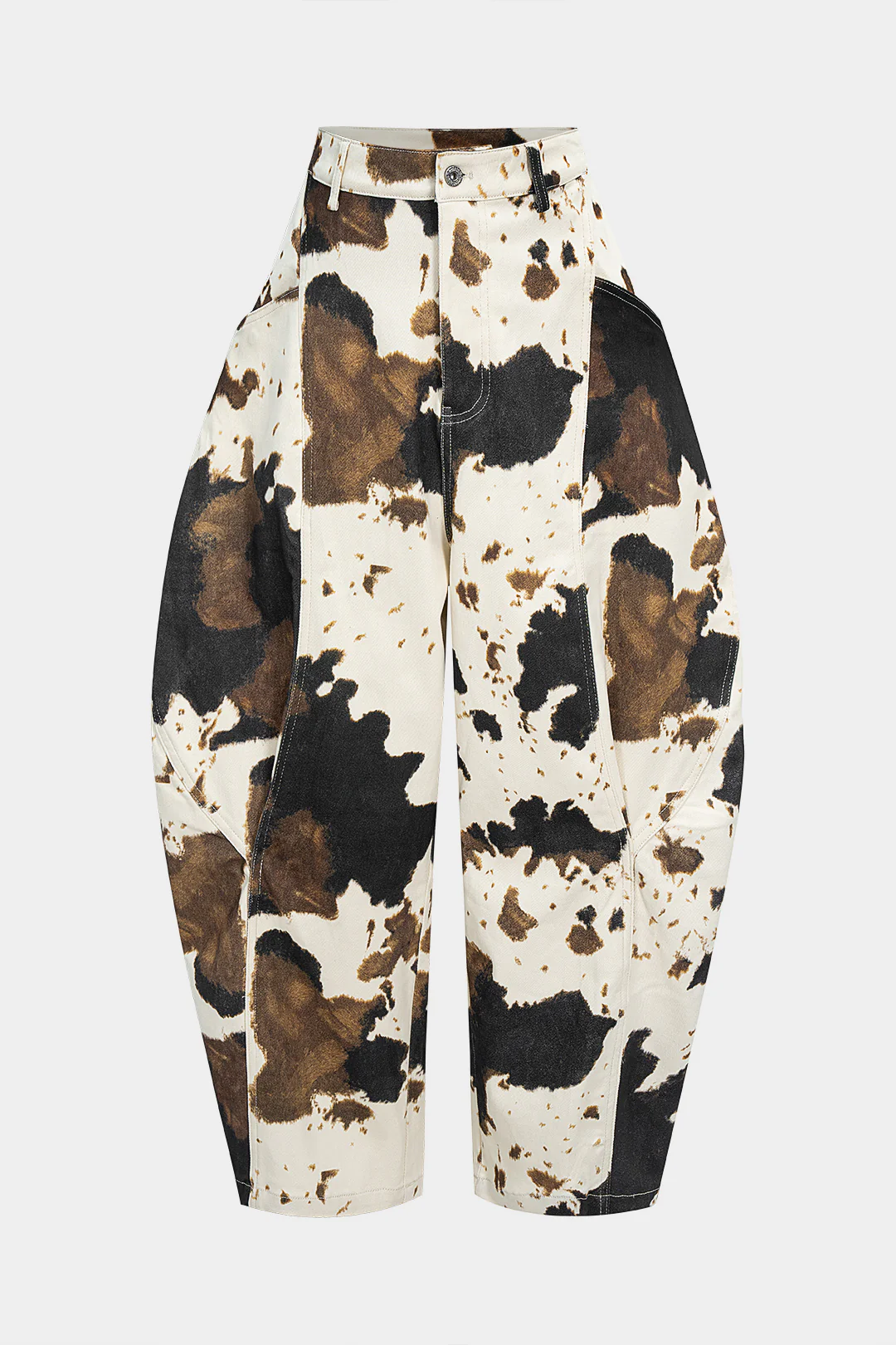 Denim Abstract Splatter Print Wide Leg Jeans - Flockneti