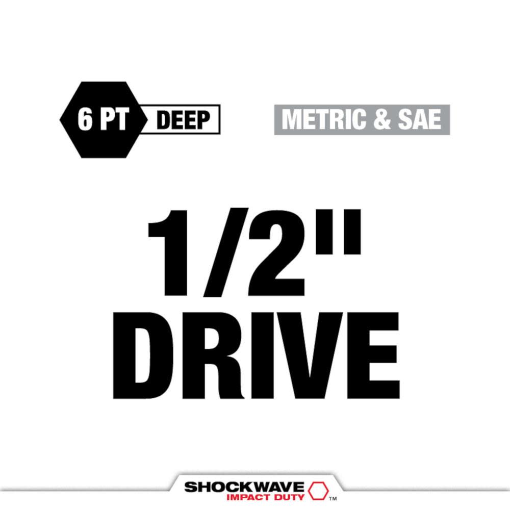 Milwaukee SHOCKWAVE Impact Duty Socket 1/2 Drive SAE & Metric 5PC Lug Nut Wheel Set - Flockneti