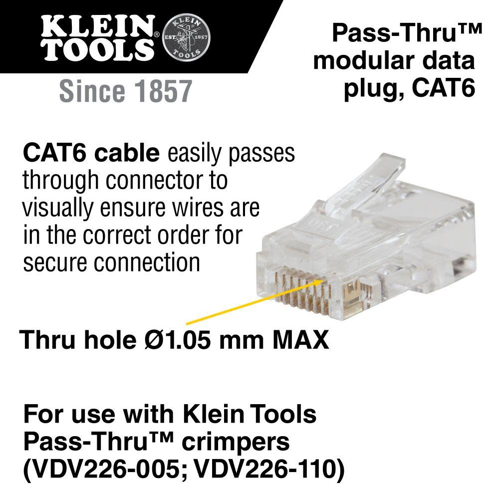 Klein Tools Pass-Thru Data Plug. CAT6 10 Pk - Flockneti
