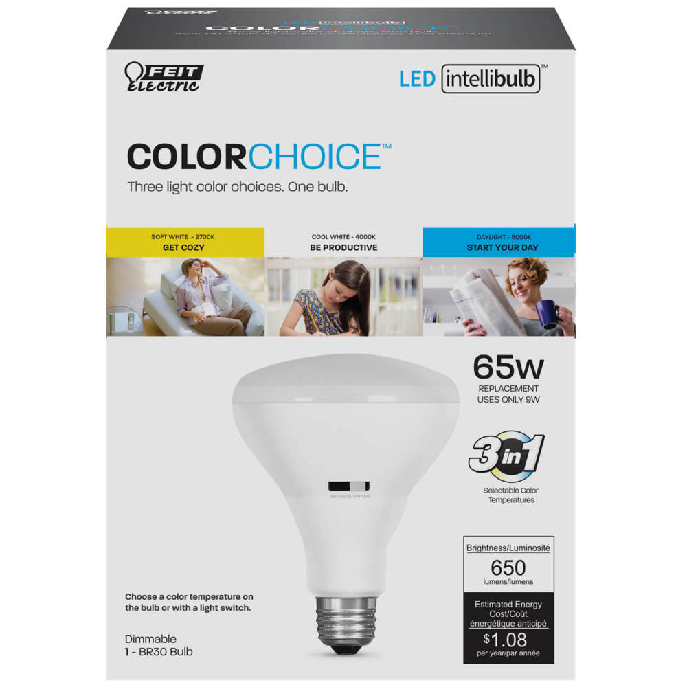Feit Electric 65W IntelliBulb ColorChoice BR30 LED Bulb 1pk - Flockneti
