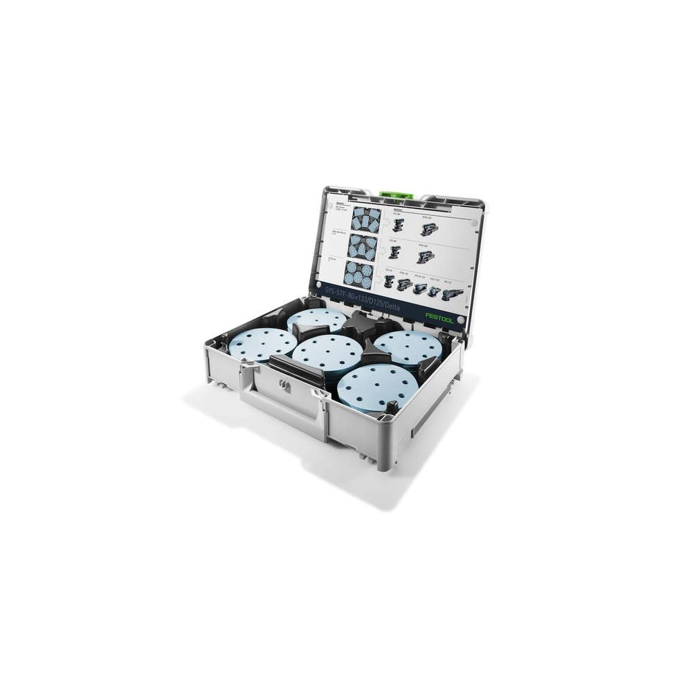 Festool SYS3 STF D125 GR Systainer with Abrasive Set - Flockneti