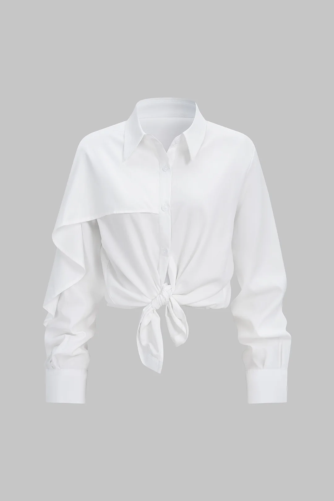 Solid Asymmetrical Long-Sleeve Shirt - Flockneti