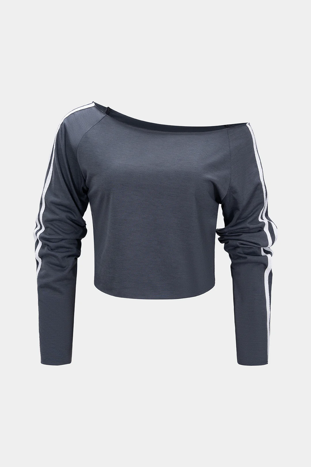 Asymmetrical Shoulder Contrast Sweatshirt - Flockneti