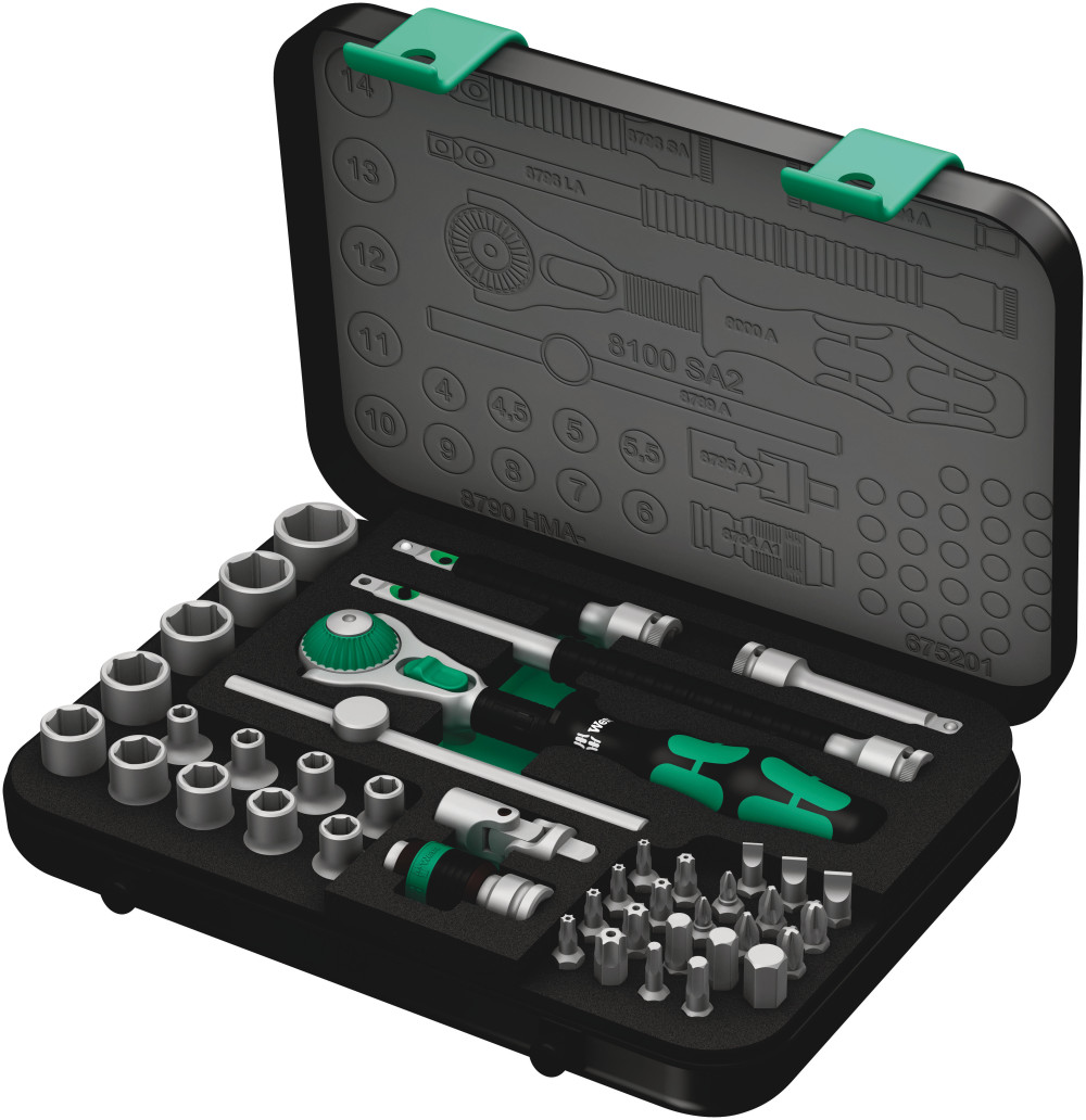 Wera Tools 42pc 1/4″ Drive 8100 SA 2 Zyklop Speed Ratchet Set - Flockneti
