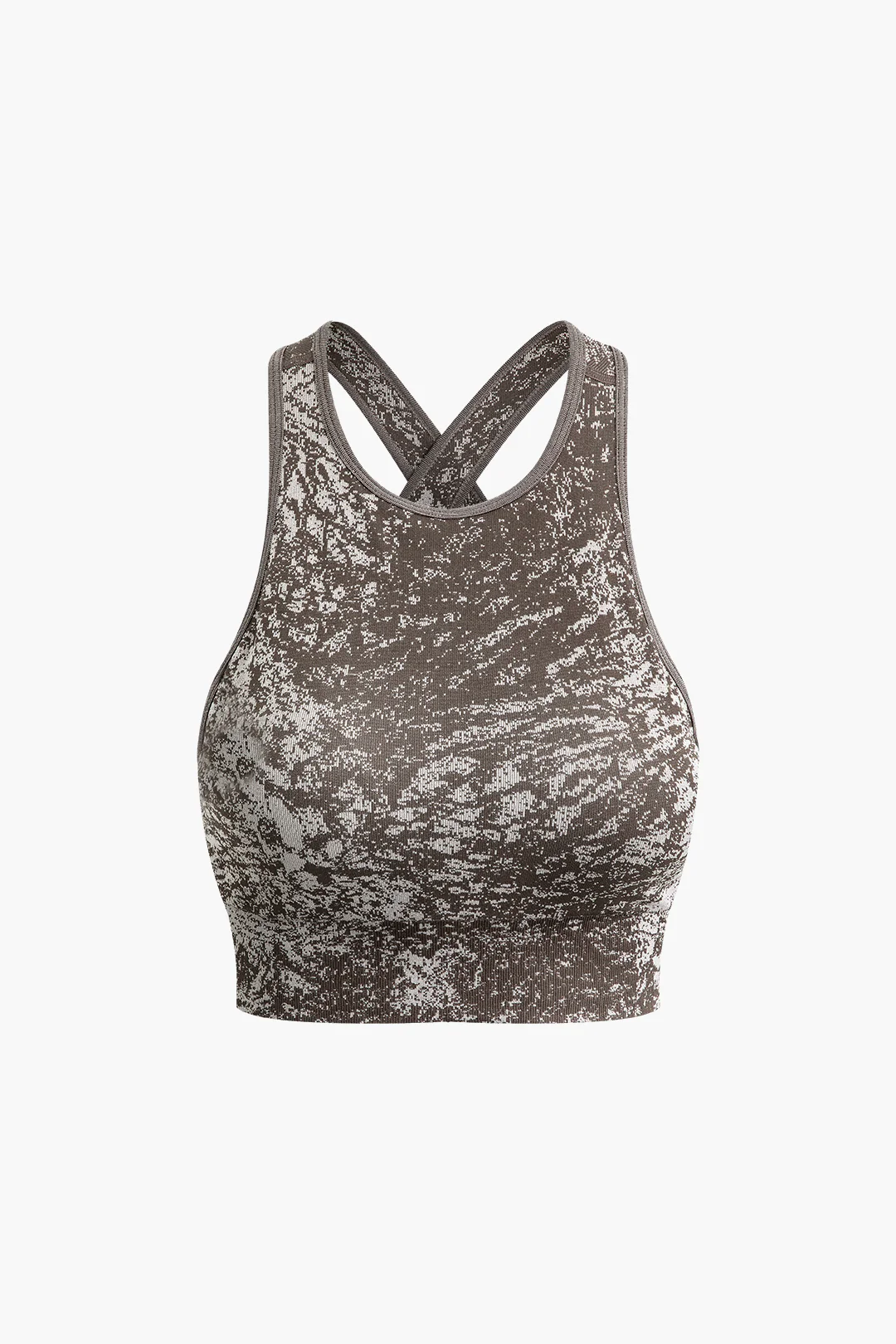 Abstract Print Crossed Cut Out Sports Bra - Flockneti
