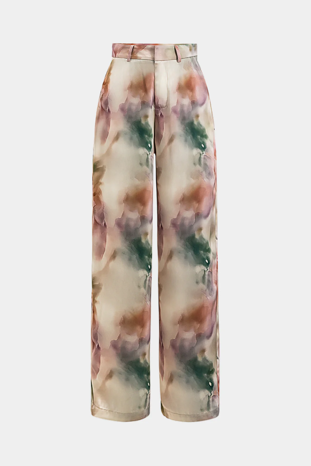 Watercolor Print Satin Pocket Trousers - Flockneti