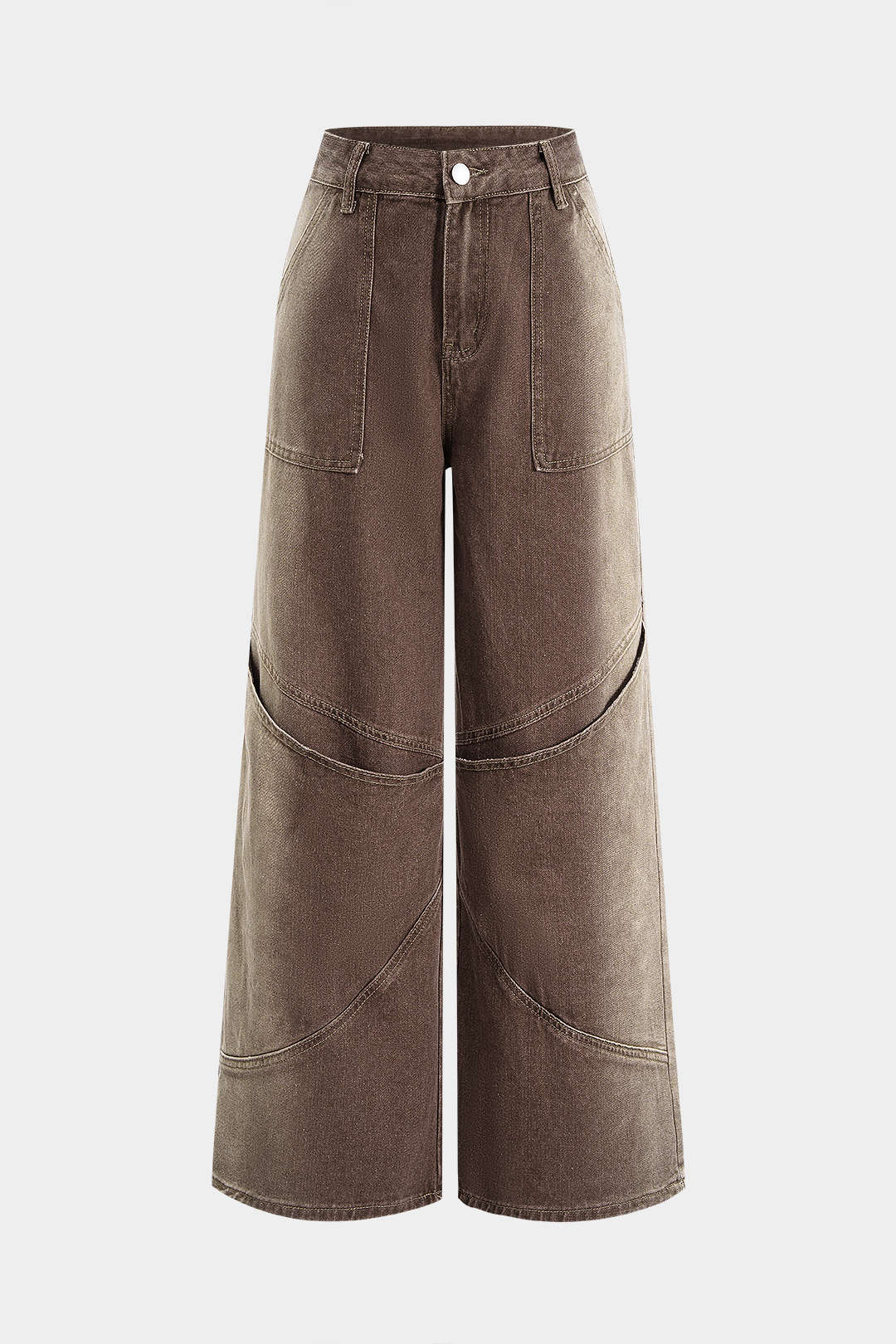 Denim Pocket High Waist Wide Leg Jeans - Flockneti