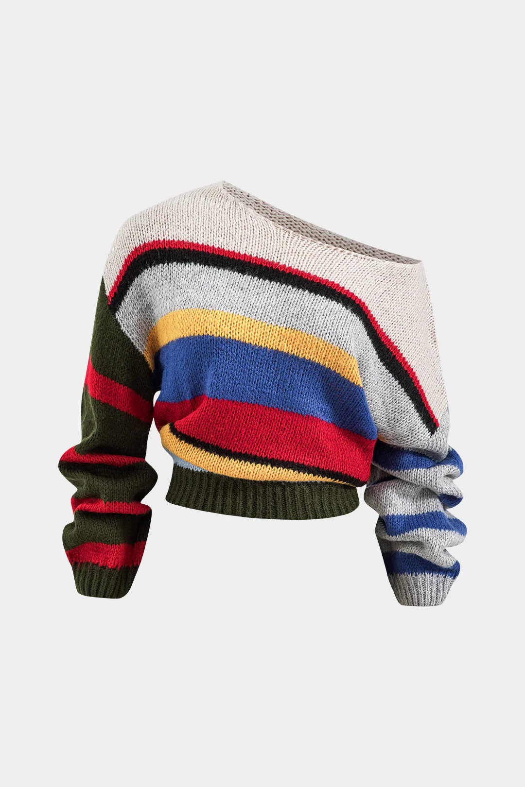 Basic Knit Color Block Long-Sleeve Top - Flockneti
