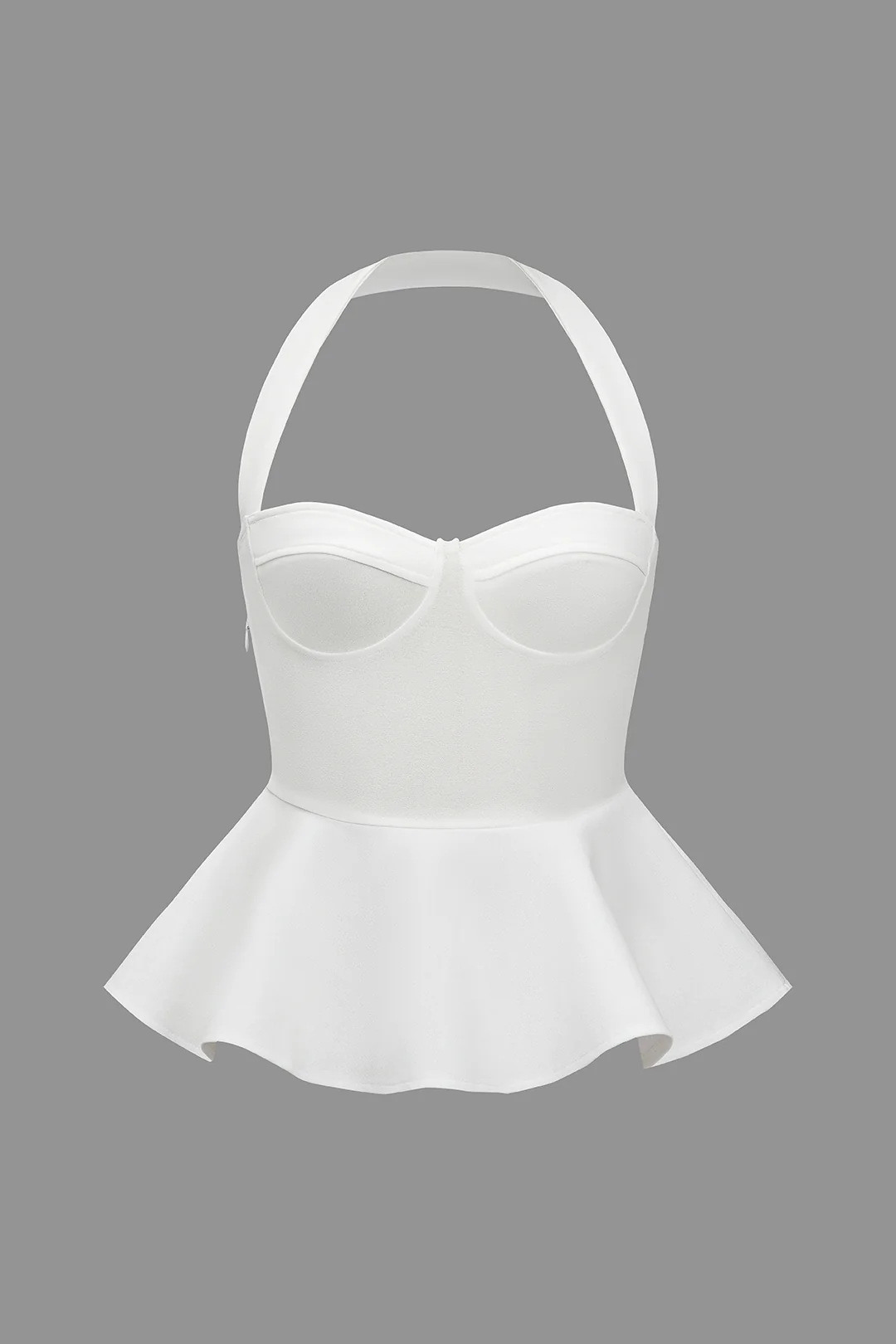 Halter Neck Backless Ruffle Hem Cami Top - Flockneti