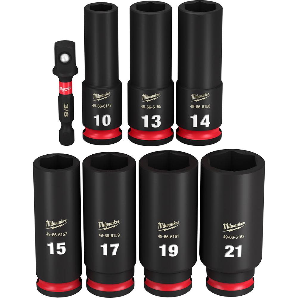 Milwaukee Impact Socket 3/8″ Drive Metric Deep 6 Point 8pc - Flockneti