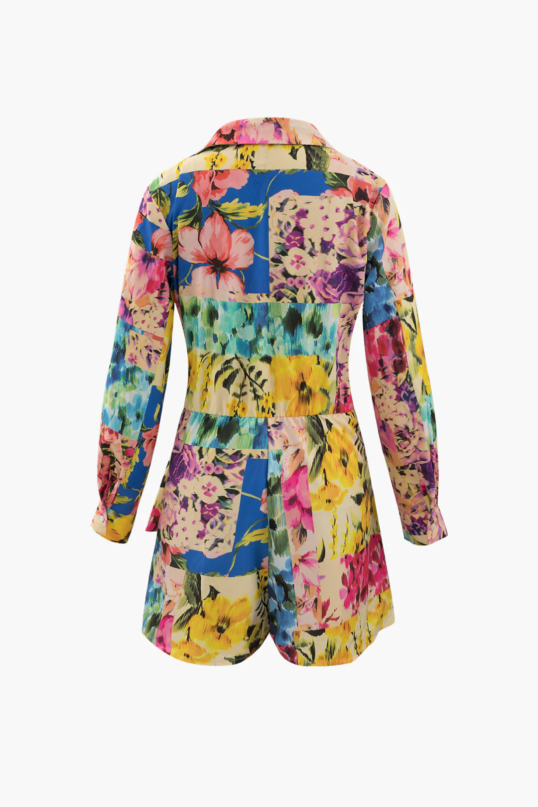 Floral Print Ruched Long Sleeve Bodysuit - Flockneti
