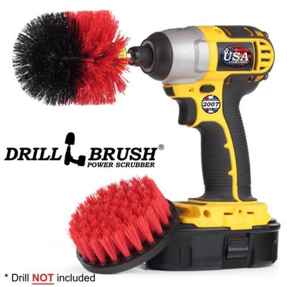 Drill Brush Outdoor & Patio Cleaning Kit Stiff Nylon Bristles 2pc - Flockneti