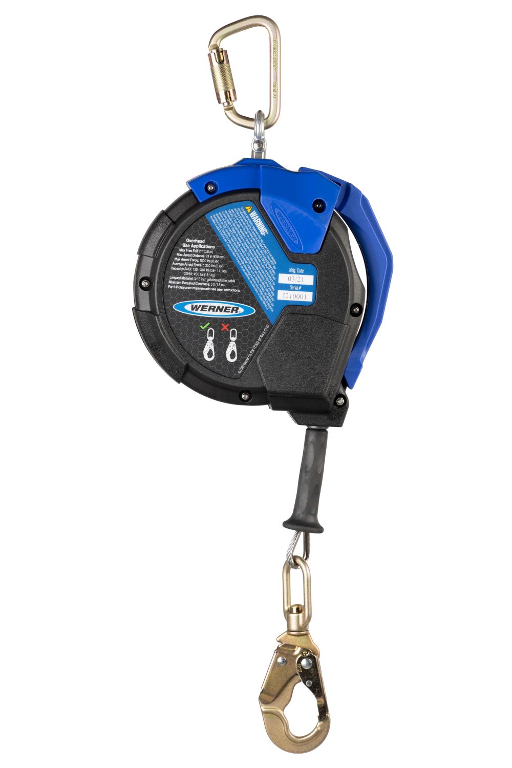 Werner 50′ Max Patrol Self-Retracting Lifeline Galvanized Cable - Flockneti