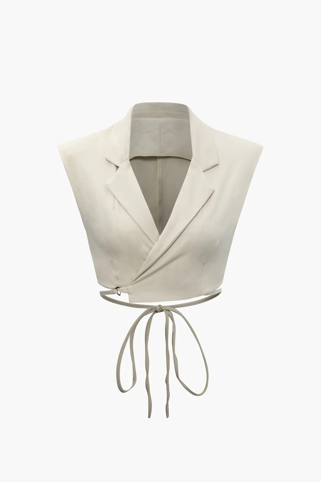 Notched Lapel Tie Back Vest And Straight Leg Suit Pants Set - Flockneti