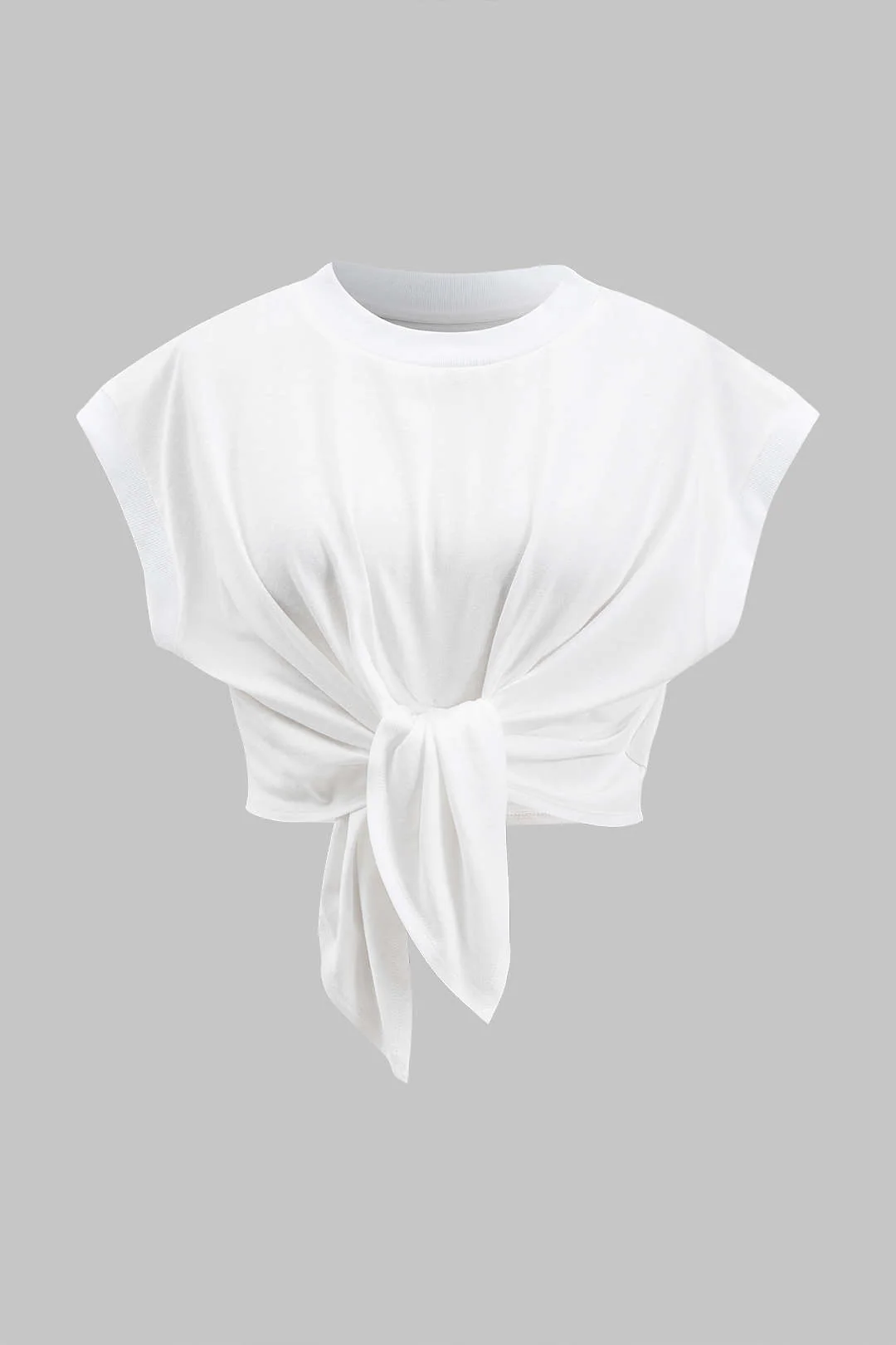 Plus Size Ruched Tie Front Short Sleeve T-Shirt - Flockneti