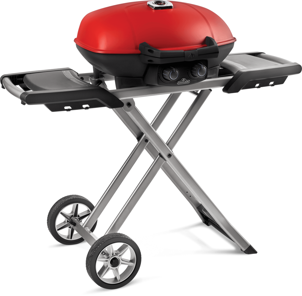 Napoleon TravelQ 285X Portable Propane Gas Grill and Scissor Cart with Griddle Red - Flockneti