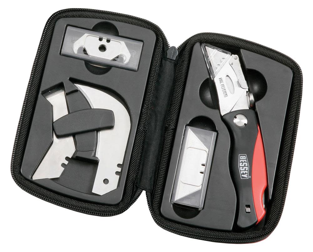 Bessey Utility Knife Set with Zippered Nylon Case - Flockneti