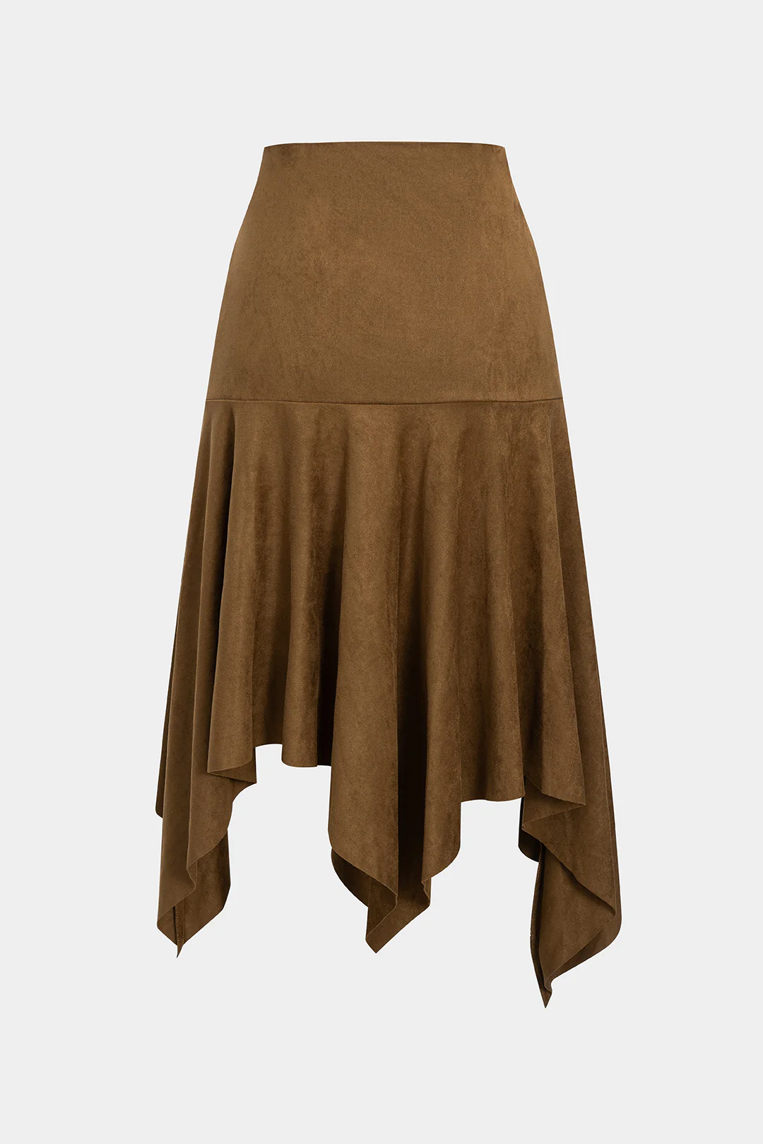 Suede Irregular Hem High Waist Skirt - Flockneti