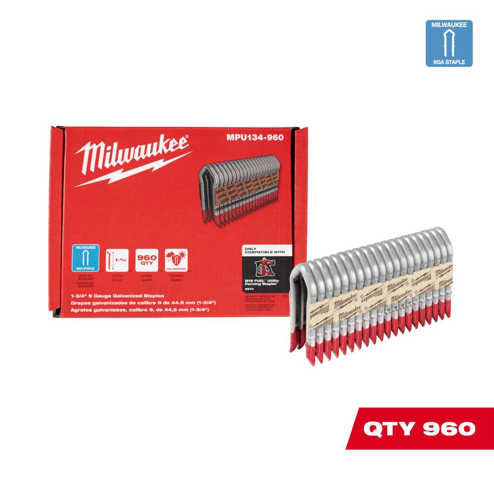 Milwaukee Galvanized Staples 1.75″ 9 Gauge - Flockneti