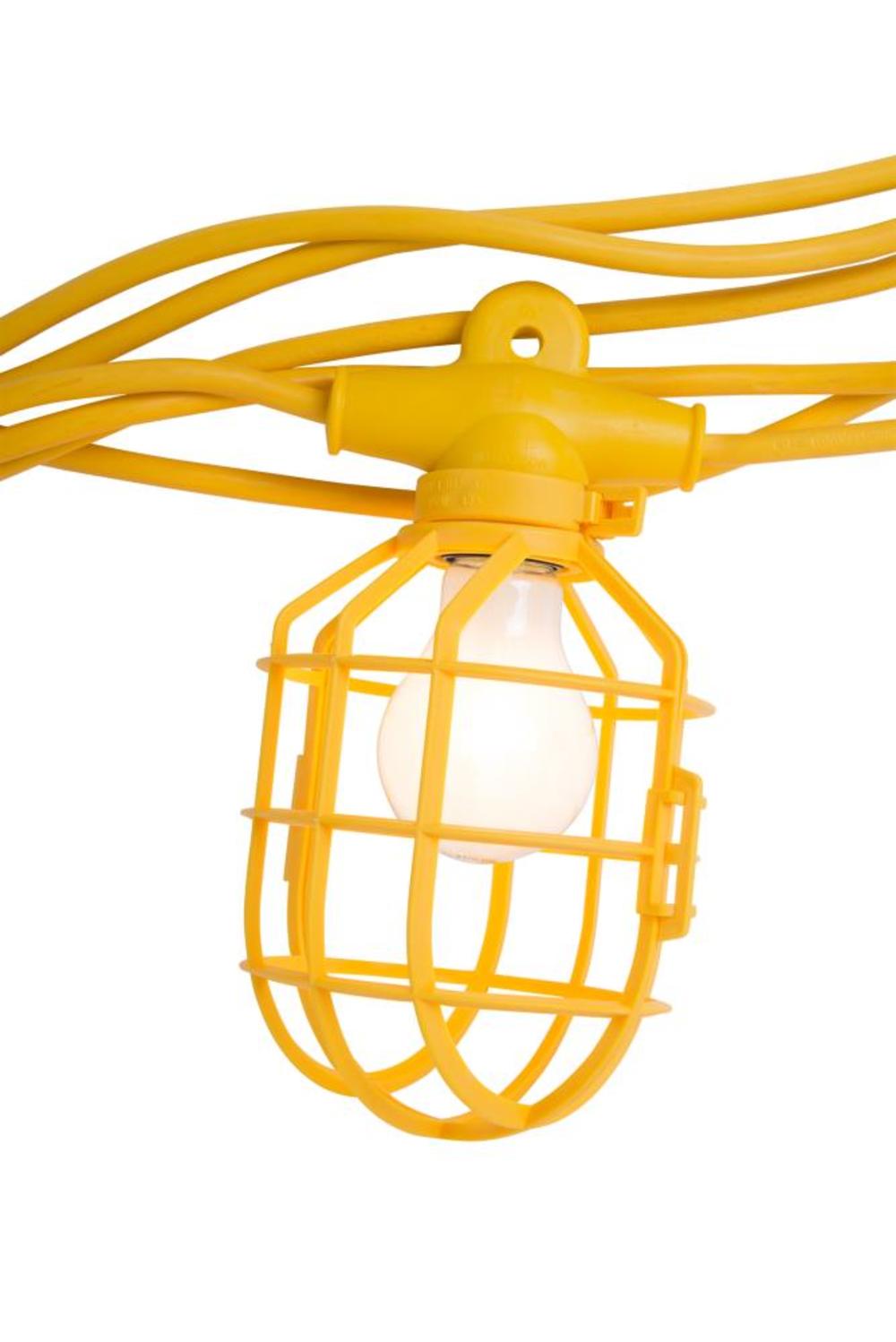 Bergen Industries 50 ft. 14/2 SJTW 5-Cage Temporary Work Light Stringer 15A Male/Female Ends Yellow - Flockneti
