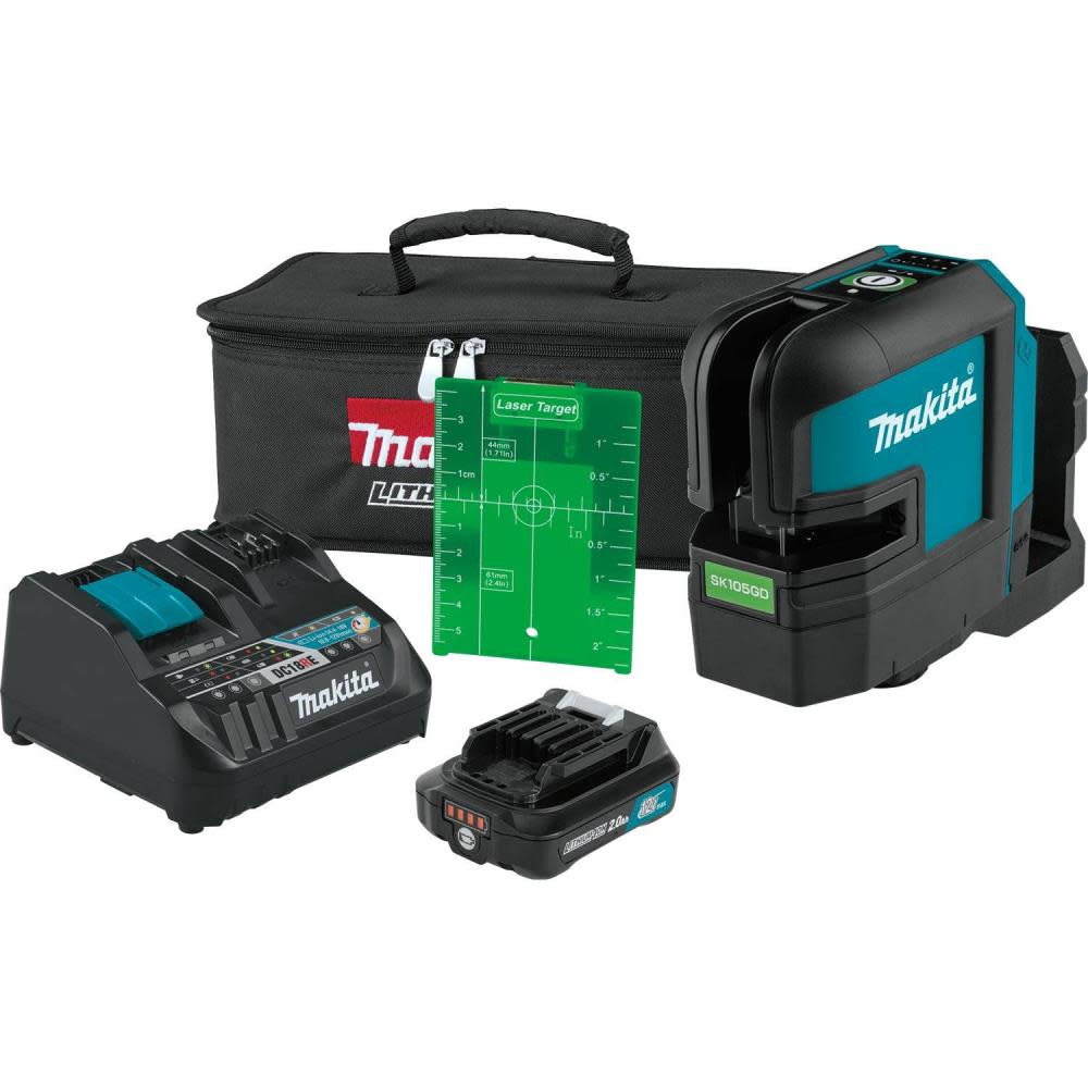 Makita 12V Max CXT Self-Leveling Cross-Line Green Beam Laser Kit - Flockneti