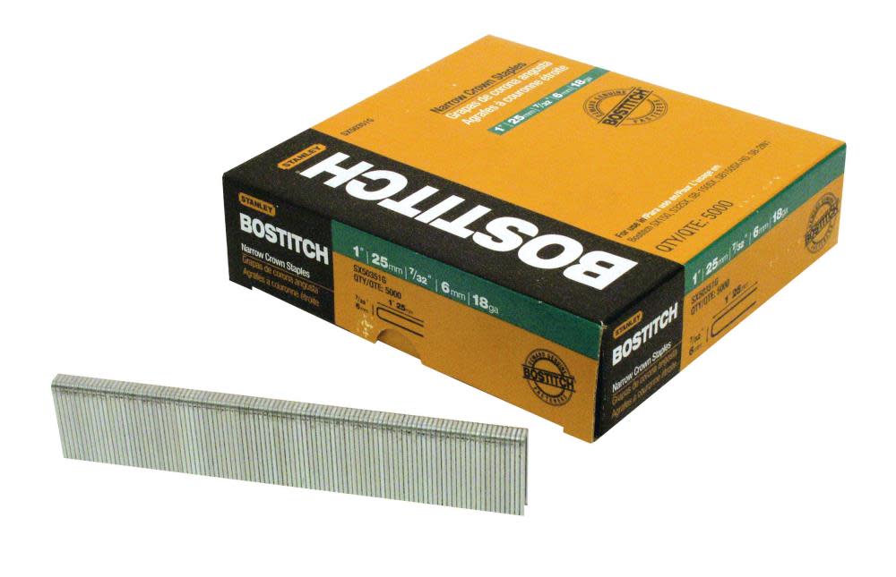 Bostitch 1 In. 18 Gauge 7/32 In. Narrow Crown Finish Staple - Flockneti