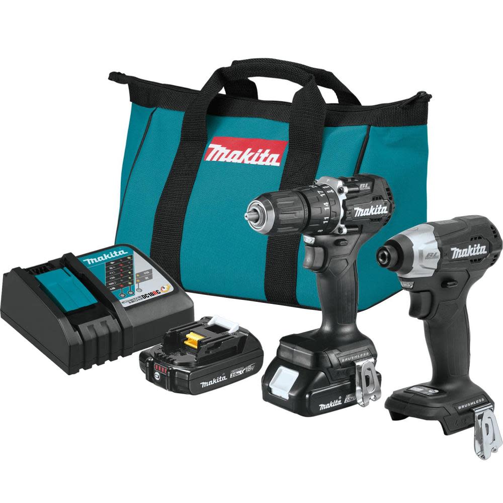 Makita 18V LXT 2pc Combo Kit Lithium-Ion Sub Compact Brushless Cordless - Flockneti