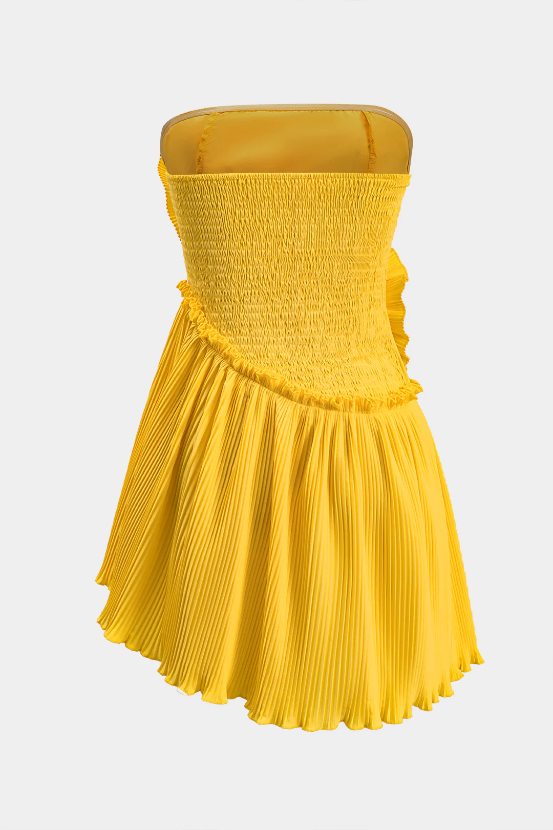 3D Floral Pleated Strapless Mini Dress - Flockneti