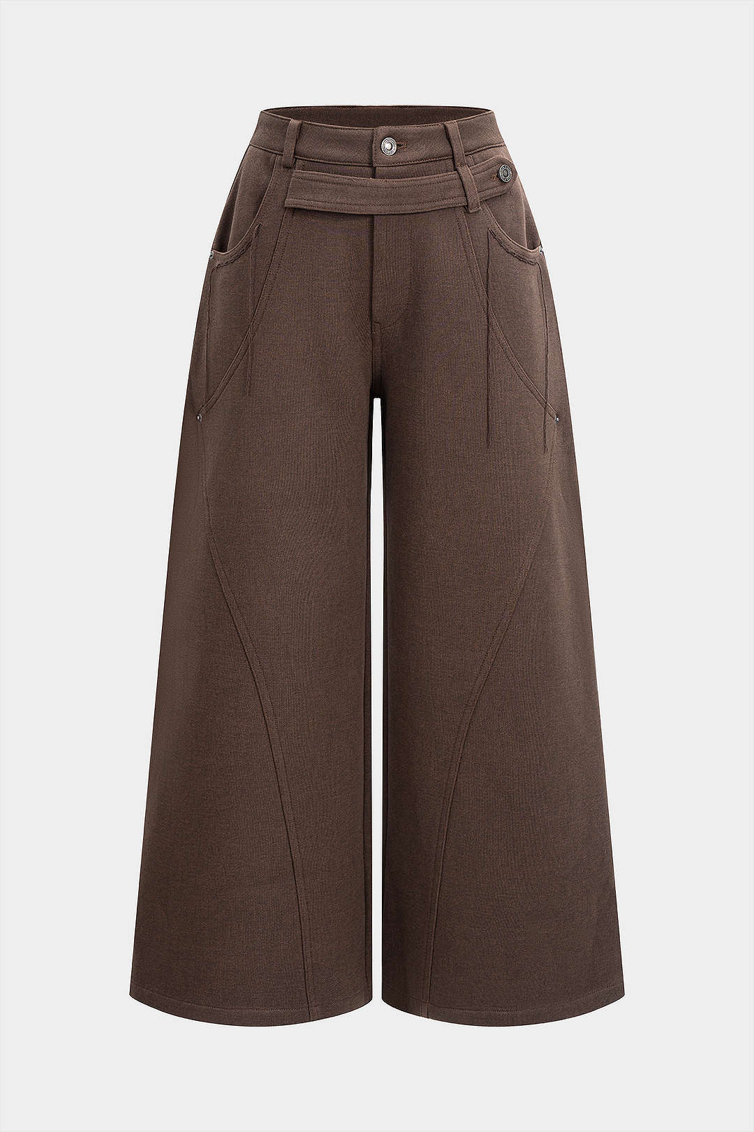 Solid Pocket Wide Leg Pants - Flockneti