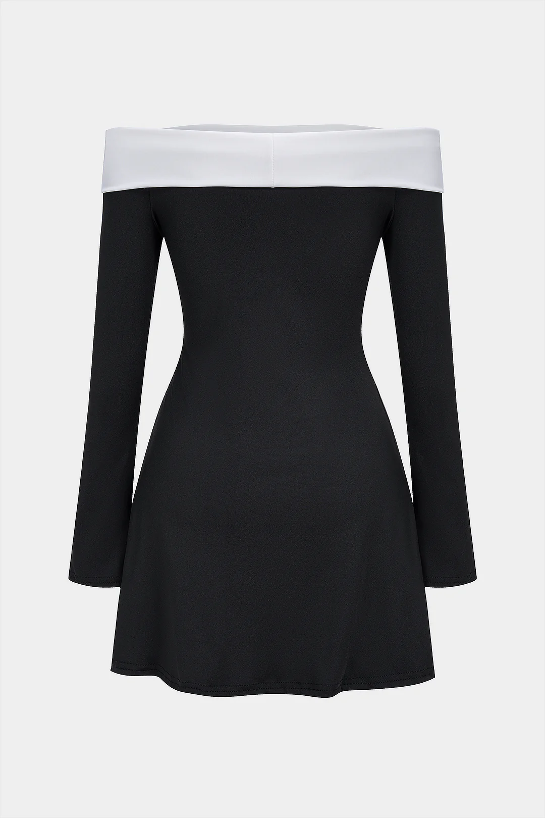 Off Shoulder Bell Long Sleeve Mini Dress - Flockneti