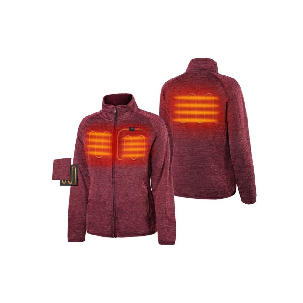 ORORO Womens Maroon Heated Fleece Jacket Kit Large - Flockneti