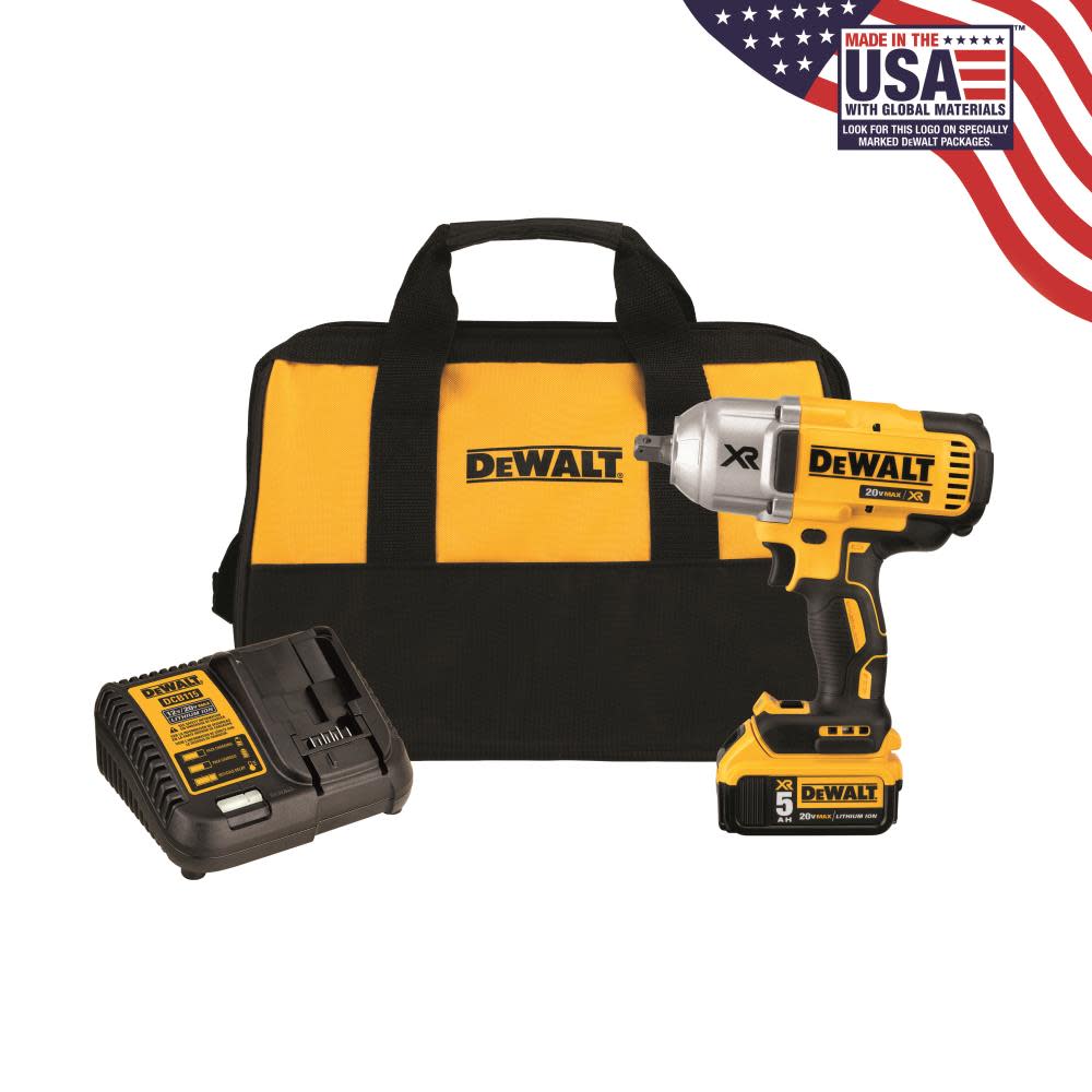 DEWALT 20V MAX XR High Torque 1/2-in Impact Wrench Kit with Detent Anvil - Flockneti