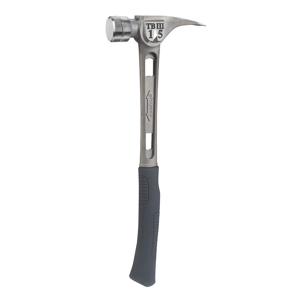 Stiletto 15 oz Ti-Bone III Titanium Hammer with Smooth Face and Curved Handle - Flockneti
