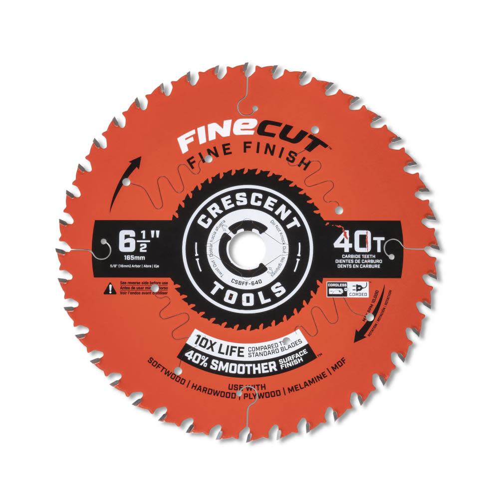 Crescent Circular Saw Blade 6 1/2″ x 40 Tooth Fine Cut Fine Finishing - Flockneti