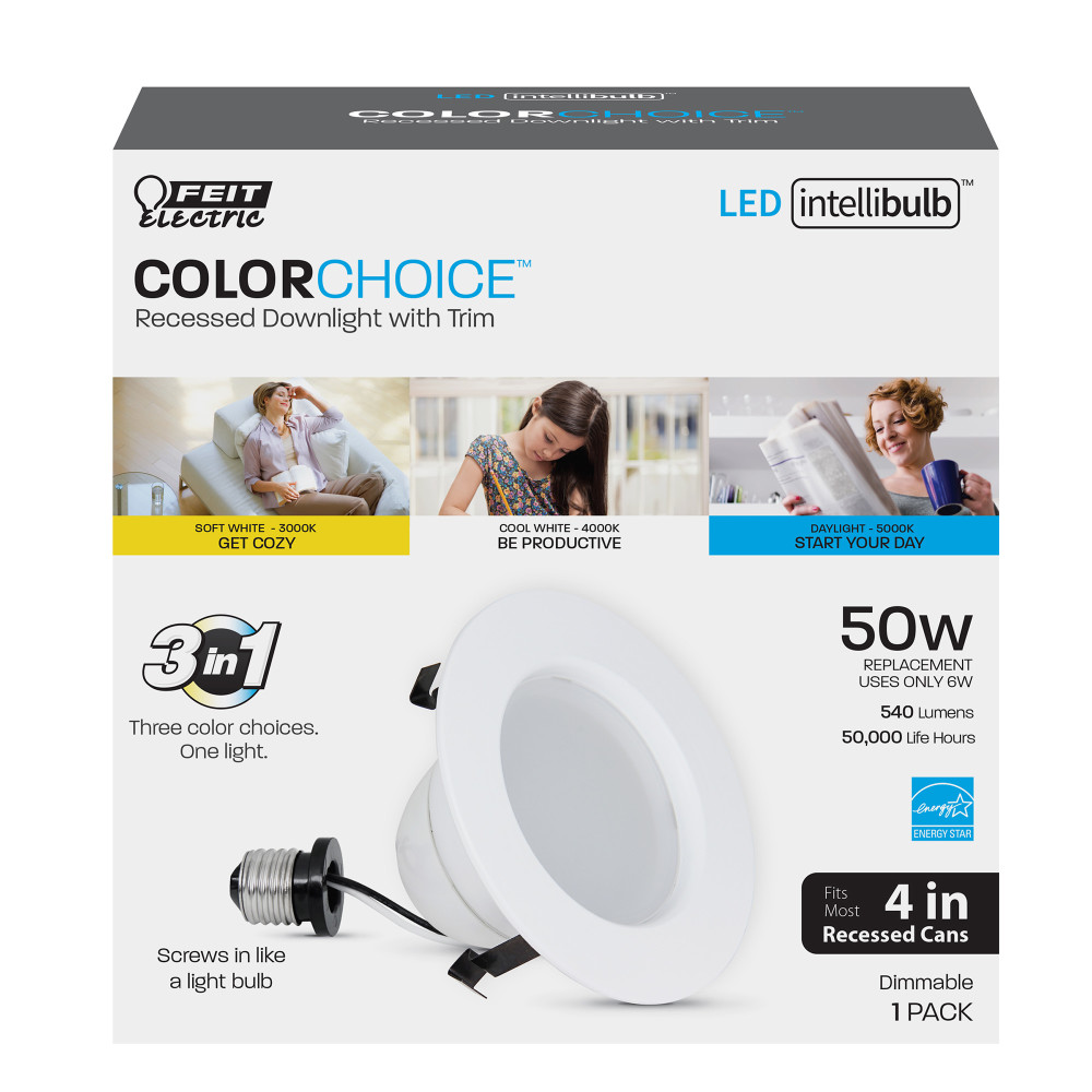 Feit Electric 6W 540 Lumens LED Recessed Downlight Retrofit Kit - Flockneti