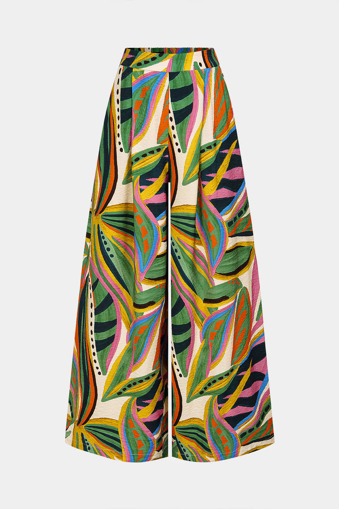 Leaves Contrast Print Wide Leg Pants - Flockneti