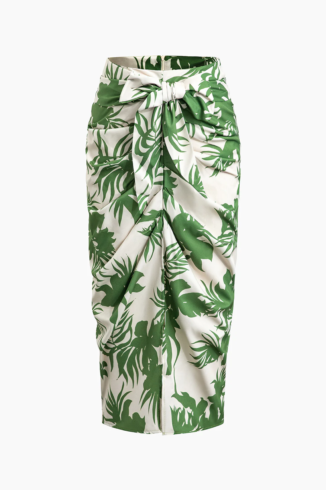 Floral Print Ruched Tie Up Split Skirt - Flockneti