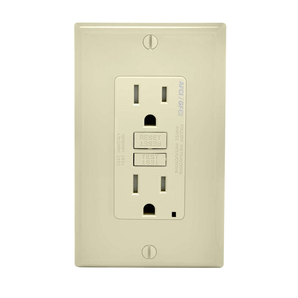 Leviton SmartlockPro AFCI/GFCI Outlet 15A 125V Duplex Light Almond - Flockneti